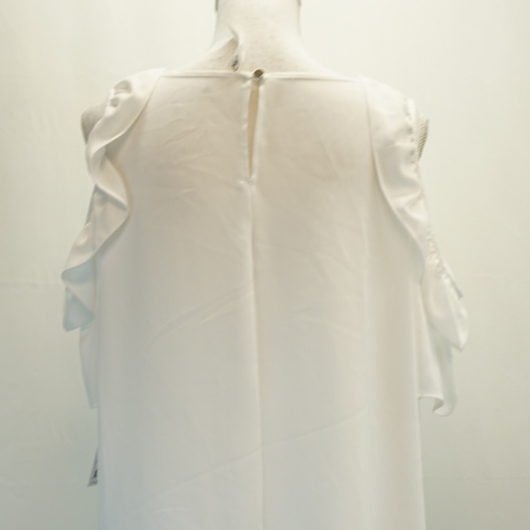 NY Collection Ruffle Cold Shoulder Blouse Top - Picture 4 of 8